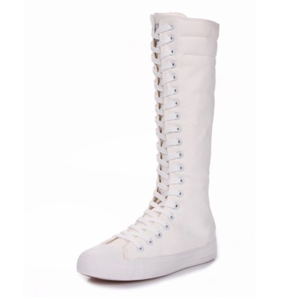 2019 TALL CANVAS LACED UP ZIPPER BOOTS SZ 7.5 - Picture 3 of 7